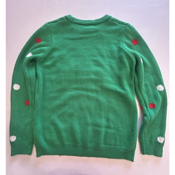 Gnomes Green Polka Dot Size Small Christmas Sweater Poof New York Sequin Accent - Picture 11 of 11